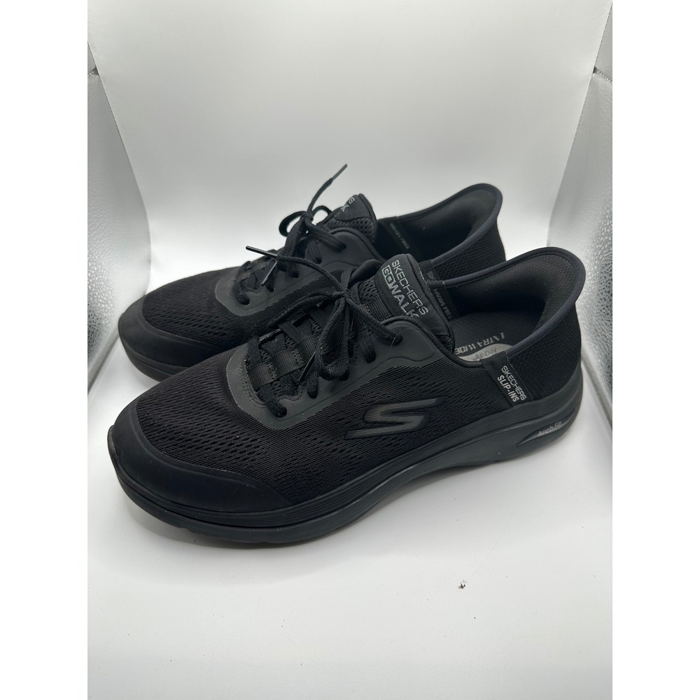 Skechers GOwalk Arch Fit Mens Black Lace Athletic Sneakers Shoes Size 11 slip in